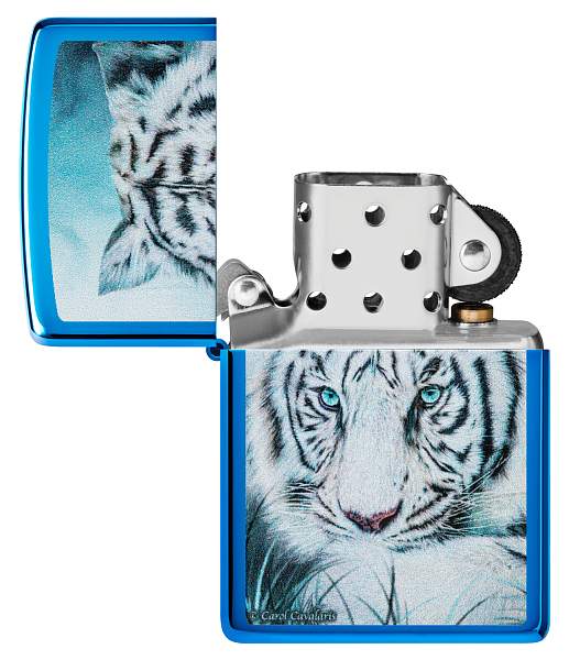 Зажигалка ZIPPO White Tiger с покрытием High Polish Blue, латунь/сталь, синяя, 38x13x57 мм 48951 Zippo, Артикул: 48951 фото №1