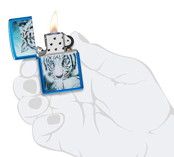 Зажигалка ZIPPO White Tiger с покрытием High Polish Blue, латунь/сталь, синяя, 38x13x57 мм 48951 Zippo, Артикул: 48951 фото №1