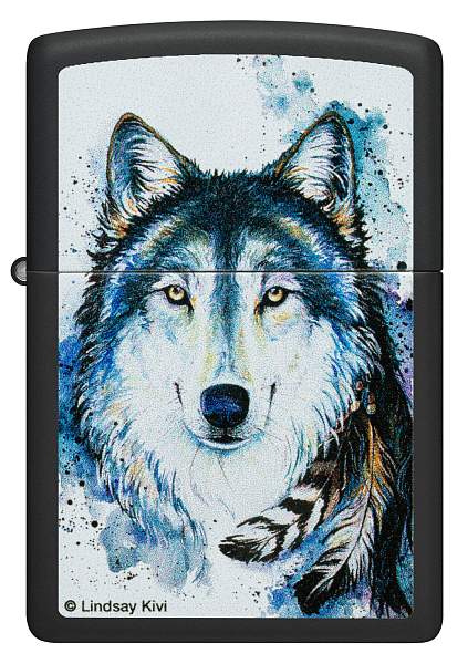 Зажигалка ZIPPO Feed the Good Wolf с покрытием Black Matte, латунь/сталь, черная,матовая,38x13x57 мм 48936 Zippo, Артикул: 48936 фото №1