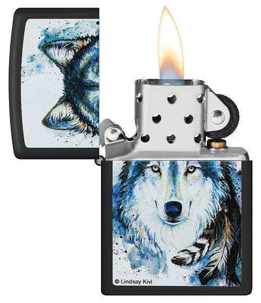 Зажигалка ZIPPO Feed the Good Wolf с покрытием Black Matte, латунь/сталь, черная,матовая,38x13x57 мм 48936 Zippo, Артикул: 48936 фото №1