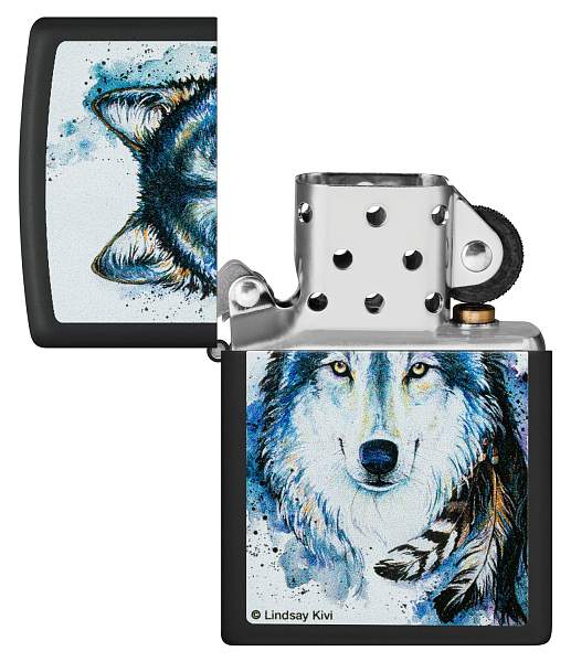 Зажигалка ZIPPO Feed the Good Wolf с покрытием Black Matte, латунь/сталь, черная,матовая,38x13x57 мм 48936 Zippo, Артикул: 48936 фото №1