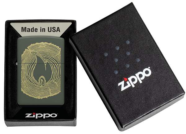 Зажигалка ZIPPO Wood Ring с покрытием Green Matte, латунь/сталь, зеленая, матовая, 38x13x57 мм 48959 Zippo, Артикул: 48959 фото №1
