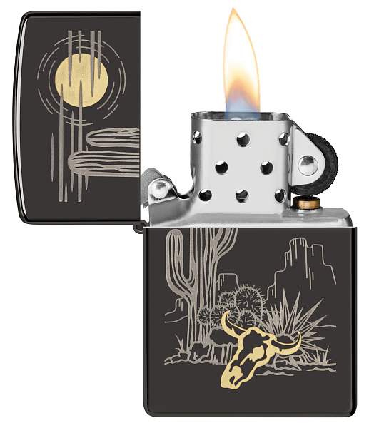 Зажигалка ZIPPO Western с покрытием High Polish Black, латунь/сталь, черная, глянцевая, 38x13x57 мм 48968 Zippo, Артикул: 48968 фото №1