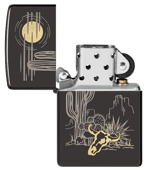 Зажигалка ZIPPO Western с покрытием High Polish Black, латунь/сталь, черная, глянцевая, 38x13x57 мм 48968 Zippo, Артикул: 48968 фото №1