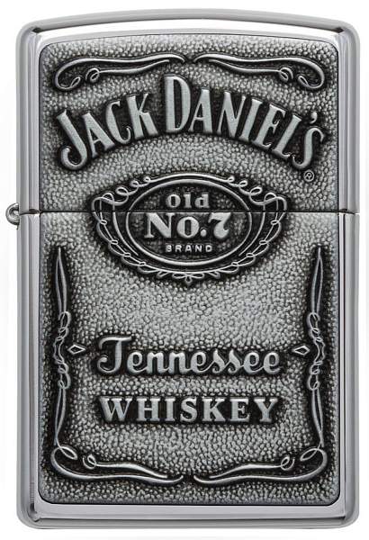 Зажигалка ZIPPO Jack Daniels® с покрытием High Polish Chrome, латунь/сталь, серебристая, 38x13x57 мм 250JD.427 Zippo, Артикул: 250JD.427 фото №1