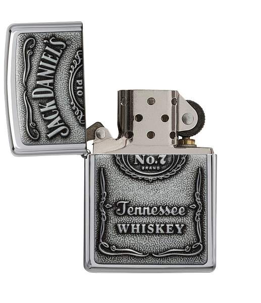 Зажигалка ZIPPO Jack Daniels® с покрытием High Polish Chrome, латунь/сталь, серебристая, 38x13x57 мм 250JD.427 Zippo, Артикул: 250JD.427 фото №1