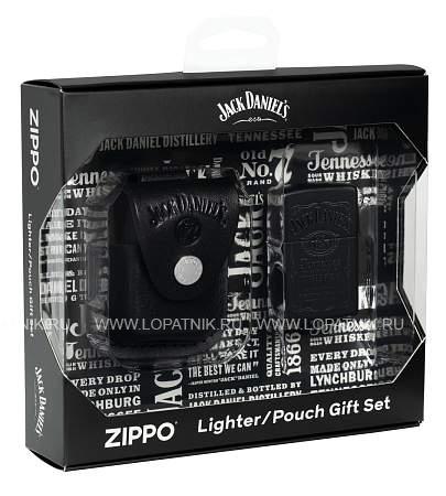 набор zippo jack daniels®: зажигалка с покрытием black matte и кожаный чехол в подарочной коробке 48460 Zippo