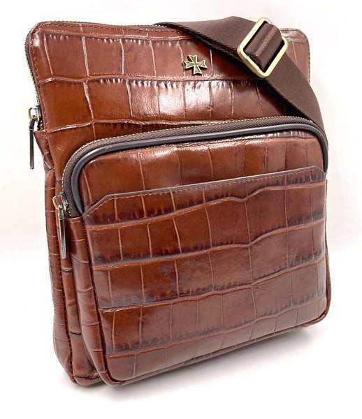 Мужская сумка через плечо Vasheron, Артикул: 9471-Croco Brown фото №1