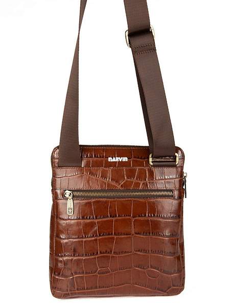 Мужская сумка через плечо Vasheron, Артикул: 9471-Croco Brown фото №1