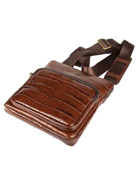 Мужская сумка через плечо Vasheron, Артикул: 9471-Croco Brown фото №1