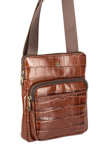 Мужская сумка через плечо Vasheron, Артикул: 9471-Croco Brown фото №1