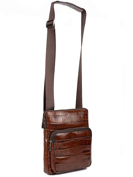 Мужская сумка через плечо Vasheron, Артикул: 9471-Croco Brown фото №1