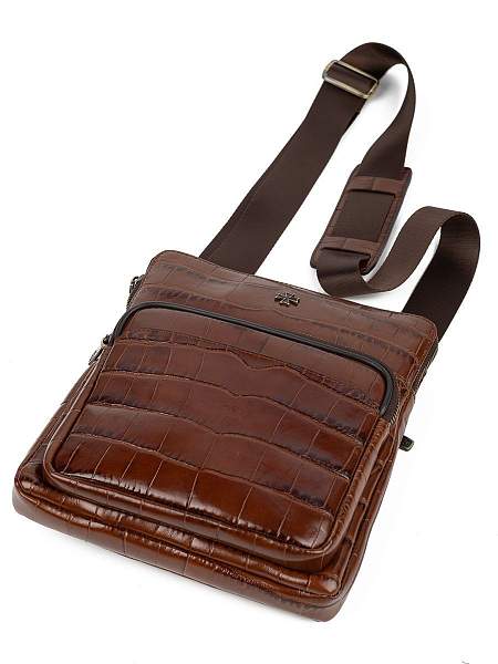 Мужская сумка через плечо Vasheron, Артикул: 9471-Croco Brown фото №1