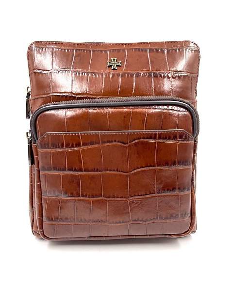 Мужская сумка через плечо Vasheron, Артикул: 9471-Croco Brown фото №1
