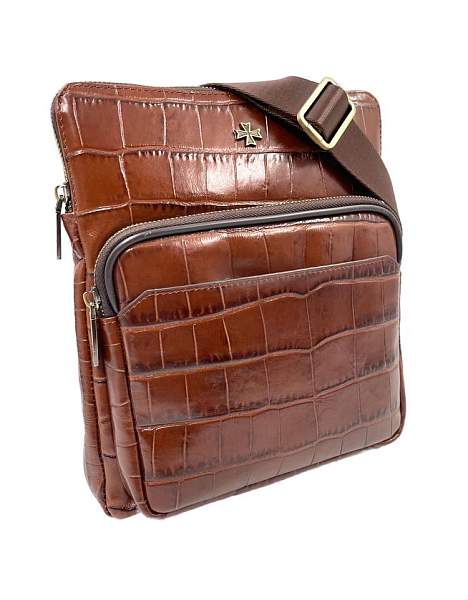 Мужская сумка через плечо Vasheron, Артикул: 9471-Croco Brown фото №1