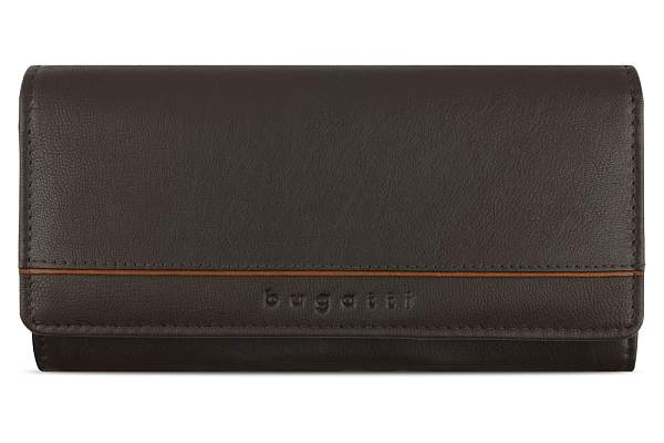 Кошелёк женский BUGATTI Banda, с защитой RFID, коричневый, кожа козы/полиэстер, 18,5х2,5х9,5 см 49133502 BUGATTI, Артикул: 49133502 фото №1