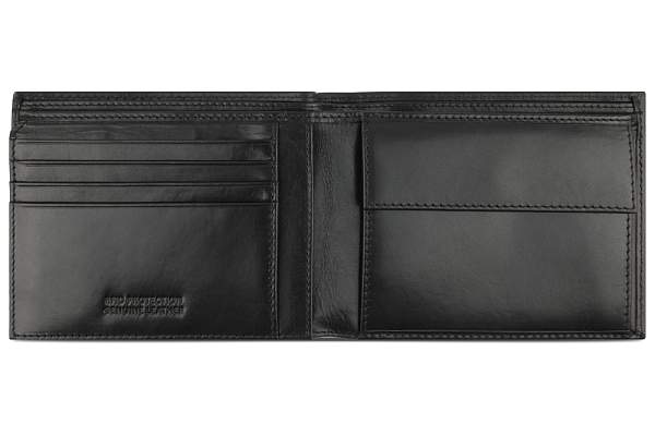 Портмоне BUGATTI Nobile, с защитой данных RFID, чёрное, воловья кожа/полиэстер, 12х2х9,5 см 49125401 BUGATTI, Артикул: 49125401 фото №1