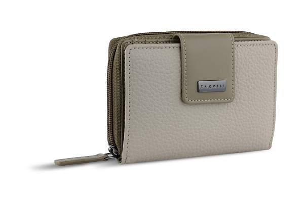 Кошелёк женский BUGATTI Sina, бежевый, воловья кожа/полиэстер, 13,7х3х9,5 см 49223250 BUGATTI, Артикул: 49223250 фото №1