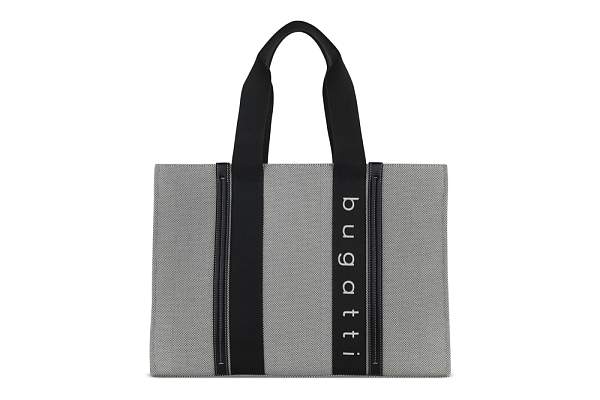 Сумка-тоут женская BUGATTI Ambra, серо-черный цвет, хлопок/полиэстер, 45х14х32 см 49539001 BUGATTI, Артикул: 49539001 фото №1