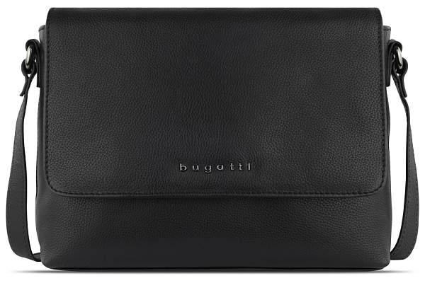 Сумка наплечная женская BUGATTI Bella, чёрная, воловья кожа/полиэстер, 25х8х20 см 49480301 BUGATTI, Артикул: 49480301 фото №1
