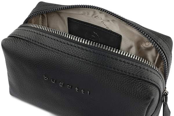 Косметичка BUGATTI Bella, чёрная, воловья кожа/полиэстер, 19х8,5х11 см 49480001 BUGATTI, Артикул: 49480001 фото №1