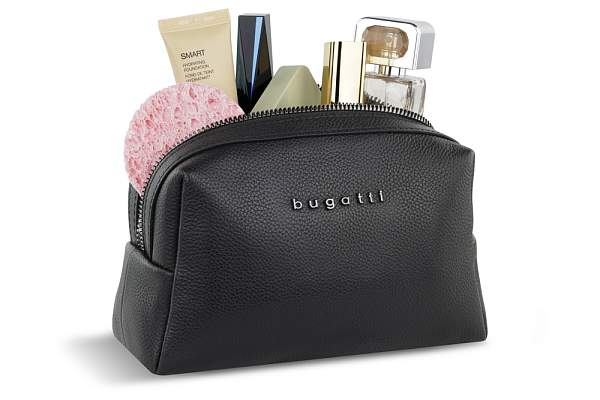 Косметичка BUGATTI Bella, чёрная, воловья кожа/полиэстер, 19х8,5х11 см 49480001 BUGATTI, Артикул: 49480001 фото №1