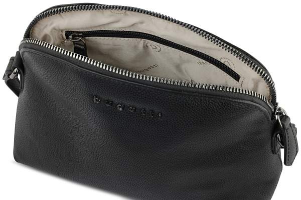 Сумка наплечная женская BUGATTI Bella, чёрная, воловья кожа/полиэстер, 23х8х17 см 49480101 BUGATTI, Артикул: 49480101 фото №1