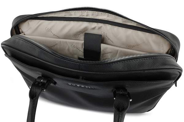 Портфель женский BUGATTI Bella, чёрный, воловья кожа/полиэстер, 38х6,5х27 см 49480701 BUGATTI, Артикул: 49480701 фото №1