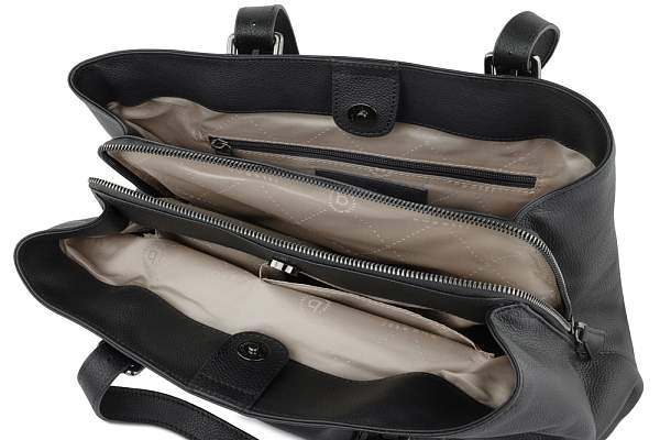 Сумка женская BUGATTI Bella, чёрная, воловья кожа/полиэстер, 33х14х25 см 49480801 BUGATTI, Артикул: 49480801 фото №1