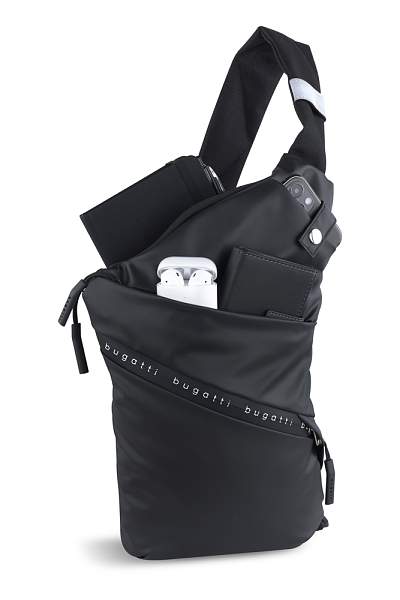 Сумка BUGATTI Blanc Delight, чёрная, нейлон RPET600D/тарпаулин/полиэстер, 22х10х33,5 см, 1 л 49451101 BUGATTI, Артикул: 49451101 фото №1