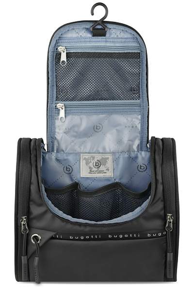 Несессер BUGATTI Blanc Delight, чёрный, нейлон RPET600D/тарпаулин/полиэстер, 24,5х12х22,5 см, 5 л 49450301 BUGATTI, Артикул: 49450301 фото №1