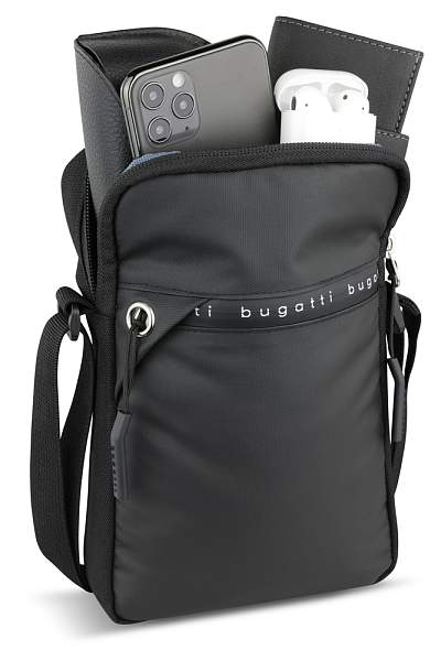 Сумка через плечо BUGATTI Blanc Delight, чёрная, нейлон RPET600D/тарпаулин/полиэстер, 16х4х23 см 49450401 BUGATTI, Артикул: 49450401 фото №1