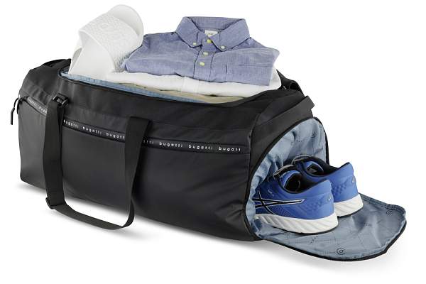 Сумка дорожная BUGATTI Blanc Delight, чёрная, нейлон RPET600D/тарпаулин/полиэстер, 67х32х29 см, 55 л 49450601 BUGATTI, Артикул: 49450601 фото №1