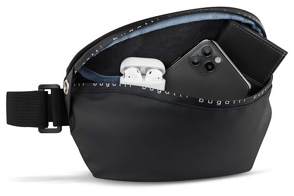 Сумка на пояс BUGATTI Blanc Delight, чёрная, нейлон RPET600D/тарпаулин/полиэстер, 24х11х12,5 см, 2 л 49450501 BUGATTI, Артикул: 49450501 фото №1