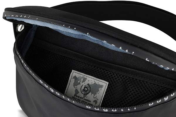 Сумка на пояс BUGATTI Blanc Delight, чёрная, нейлон RPET600D/тарпаулин/полиэстер, 24х11х12,5 см, 2 л 49450501 BUGATTI, Артикул: 49450501 фото №1