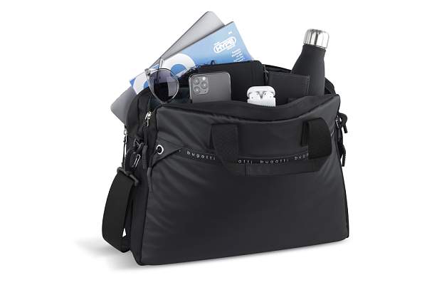 Портфель мужской BUGATTI Blanc Delight, чёрный, нейлон RPET600D/тарпаулин/полиэстер, 40х10х29 см 49451001 BUGATTI, Артикул: 49451001 фото №1