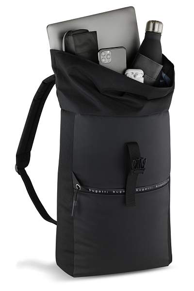 Рюкзак BUGATTI Blanc Delight, чёрный, нейлон RPET600D/тарпаулин/полиэстер, 41х13х46 см, 15 л 49450701 BUGATTI, Артикул: 49450701 фото №1
