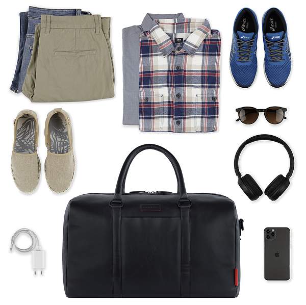 Сумка дорожная BUGATTI Clark, чёрная, воловья кожа/полиэстер, 45х20х27,5 см, 24 л 49235601 BUGATTI, Артикул: 49235601 фото №1