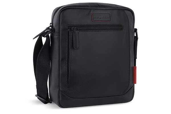 Сумка наплечная мужская BUGATTI Clark, чёрная, воловья кожа/полиэстер, 21х6,5х24 см, 3 л 49235101 BUGATTI, Артикул: 49235101 фото №1