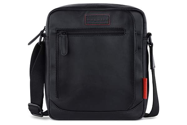 Сумка наплечная мужская BUGATTI Clark, чёрная, воловья кожа/полиэстер, 21х6,5х24 см, 3 л 49235101 BUGATTI, Артикул: 49235101 фото №1