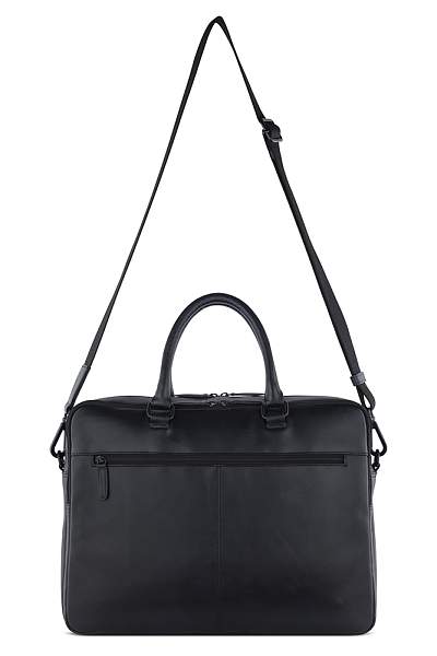 Портфель мужской BUGATTI Clark, чёрный, воловья кожа/полиэстер, 40х9,5х29 см, 10 л 49235301 BUGATTI, Артикул: 49235301 фото №1