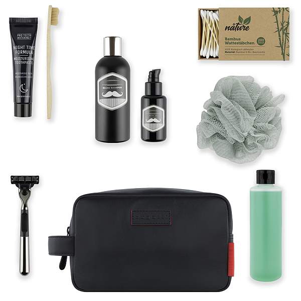 Несессер дорожный BUGATTI Clark, чёрный, воловья кожа/полиэстер, 20х10х13 см, 2,5 л 49235501 BUGATTI, Артикул: 49235501 фото №1