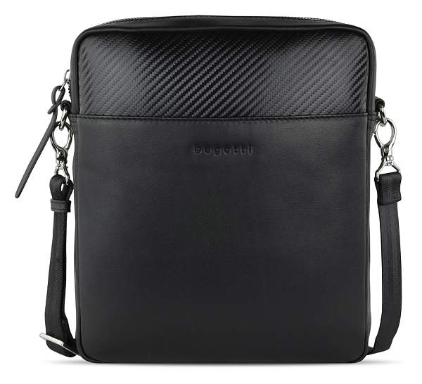 Сумка наплечная мужская BUGATTI Comet, чёрная, воловья кожа/полиэстер, 23,5х5х26 см 49220901 BUGATTI, Артикул: 49220901 фото №1