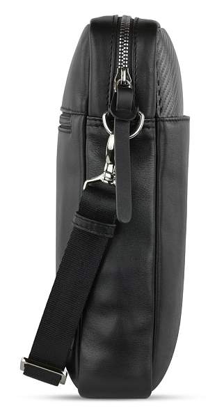 Сумка наплечная мужская BUGATTI Comet, чёрная, воловья кожа/полиэстер, 23,5х5х26 см 49220901 BUGATTI, Артикул: 49220901 фото №1