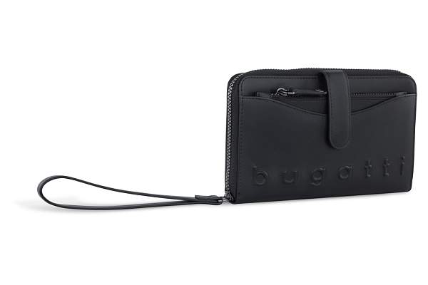 Кошелёк женский BUGATTI Daphne с ключницей, чёрный цвет, воловья кожа/полиэстер, 19х3х11 см 49569401 BUGATTI, Артикул: 49569401 фото №1