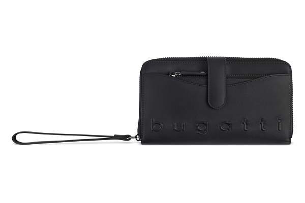 Кошелёк женский BUGATTI Daphne с ключницей, чёрный цвет, воловья кожа/полиэстер, 19х3х11 см 49569401 BUGATTI, Артикул: 49569401 фото №1