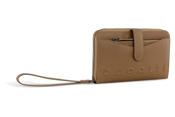 Кошелёк женский BUGATTI Daphne с ключницей, коньячный цвет, воловья кожа/полиэстер, 19х3х11 см 49569407 BUGATTI, Артикул: 49569407 фото №1