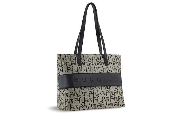 Сумка женская BUGATTI Elea, бежево-черный цвет, жаккард/воловья кожа/полиэстер, 34х12х29 см 49435701 BUGATTI, Артикул: 49435701 фото №1