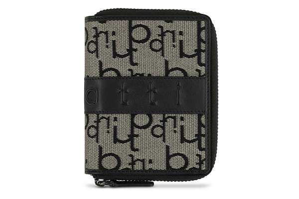 Кошелек женский BUGATTI Elea, бежево-черный цвет, жаккард/воловья кожа/полиэстер, 10х2,5х12 см 49435001 BUGATTI, Артикул: 49435001 фото №1