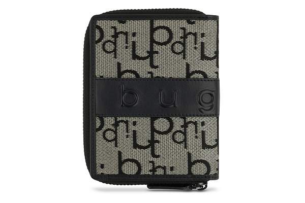 Кошелек женский BUGATTI Elea, бежево-черный цвет, жаккард/воловья кожа/полиэстер, 10х2,5х12 см 49435001 BUGATTI, Артикул: 49435001 фото №1